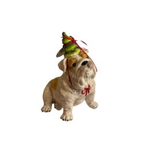 Blue Sky Clayworks Penny Holiday Bull Dog Figurine Christmas‎ NWT